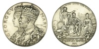 ENGLAND, George V, Coronation, 1911, a large silver medal by F. Bowcher for Spink & Son, conjoined crowned busts of...