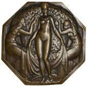 FRANCE, Printemps [Spring], or La Parure, 1925, an Art Déco uniface octagonal bronze plaque by P. Turin for V....