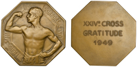 BELGIUM, Mens sana in corpore sano [A Healthy Mind in a Healthy Body], c. 1935, an octagonal bronze plaque by P....