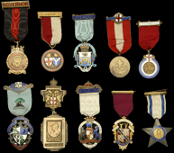 Masonic interest: a collection of jewels presented to James Dixon Mounsey, silver gilt and enamel, to include Royal...