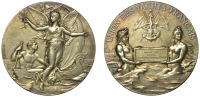 FRANCE, Union des Yachts Français, 1892, a silver-gilt award medal by F.-C.-V. de Vernon, winged Victory regarding...