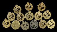 Royal Flying Corps and Flying Cap Badges.
Good examples including domed, flat, looped, brass and gilding metal and...
