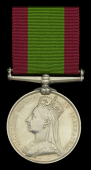 The Second Afghan War medal awarded to Private H. Boucher, 77th Foot, who was killed in action at Maiwand, 27 July...