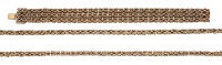 A 9ct gold necklace and three row bracelet chain, the byzantine-link chains with London import marks, lengths 79.5...