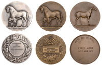 ALGERIA, Ministère du Sahara, a silver medal by V. Peter and H. Dubois, mare standing left, nursing foal, rev....
