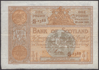 Bank of Scotland, £1, 29 June 1926, serial number 45/AS 2388, Jolly Rose signature, a lovely original good very...