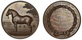 SCOTLAND, Clydesdale Horse Society, a bronze medal by Edward & Sons, draught stallion standing left in paddock,...