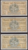 Bank of Scotland, a trio comprising £1, 4 September 1953, serial number R0880257, £1, 16 October 1953, serial...