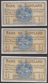Bank of Scotland, £1 (4), 1 March 1955, serial number A0240257, 2 March 1955, serial number B0530604, 3 March 1955,...