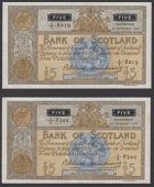 Bank of Scotland, £5 (4), 29 September 1959, serial number 9/Y 8219, 30 September 1959, serial number 3/Z 8344, 2...