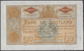 Bank of Scotland, £20, 26 January 1951, serial number 8/I 2277, completely original with visible embossing, a...