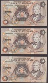 Bank of Scotland, £10 (3), 1 September 1989, serial number DD000614, 31 October 1990, serial numbers EC080609 and...