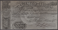 Bradford Bank, for Peckover Harris & Co., proof £10, 181-, no serial number, ink cancellation in signature space,...