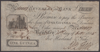 Beverley Old Bank, for Harland & Tuke, 1 Guinea, 18 October 1805, serial number A1017, signed by Tuke, many pinholes...