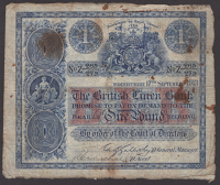 British Linen Bank, £1, 17 September 1913, serial number Z 265/273, printed signature of Galletly on behalf of...