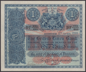 British Linen Bank, £1, 5 April 1918, serial number F 123/926, printed signature of Galletly on behalf of General...