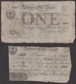 Andover Old Bank, for William Steele Wakeford, £1, 9 October 1824, serial number 9035, also £10, 14 May 1824,...