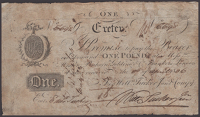 Exeter, for Willm Tucker Junr & Compy, £1, 8 April 1806, serial number 6698, William Tucker Junr signature,...
