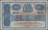 British Linen Bank, £20, 18 July 1949, serial number P/4 5/18, Mackenzie signature, pressed fine 
PMS BL 68d, Pick...