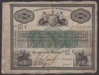 Union Bank of Scotland, £1, 3 January 1876, serial number 458/094 C, large plate letter, two manuscript signatures,...