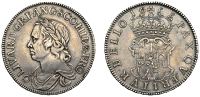 Oliver Cromwell, Crown, 1658/7, laureate bust left, olivar d g r p ang sco et hib & c pro, rev. pax qværitvr bello,...