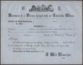 A Victorian Lovers Skit note in the form of a Court Summons, with blank spaces to be filled out by the suitor, the...