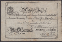 Adelphi Theatre, Edinburgh, a note in the style of a Bank of England white note, denominated ‘Ten Thousand a...