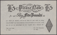 Please Note, an undated skit note (c.1820s) for £5, suggesting ‘you might Pay Five Pounds to your Doctor for...