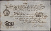 King’s Bench & Fleet Bank in England, 1 Penny, 16 April 1811, serial number 4176, signature of R. Denton, a couple...