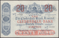Clydesdale Bank Limited, £20, 25 September 1940, serial number S/E 0000968, Mitchell and Young printed signatures,...