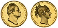 Coronation of William IV and Queen Adelaide, 1831, a gold medal by W. Wyon, bust right, rev. bust of Queen Adelaide...