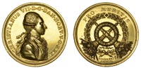 Denmark, Medaljen for Ædel Daad/Pro Meritis [The Medal for Virtue], 1771, a gold medal by D.I. Adzer, bust of...