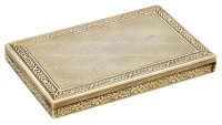 An Austrian slim gold snuff box, late 19th / early 20th century, of rectangular form, engine-turned decorated, the...