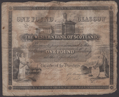 Western Bank of Scotland, £1, 1 September 1853, serial number 370/74, two manuscript signatures, impressed revenue...