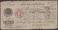 Aylsham Bank, for George Copeman & Thomas Copeman, £5, 4 October 1855, serial number 1148, George Copeman...