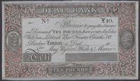 Deal Bank, for May, Wyborn, White & Mercer, unissued £10, ND (1812-1825), no serial number or signature, about...