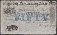 Derby & Derbyshire Banking Company, unissued £50, 18-, serial number C127, no signatures, a little dirt in upper...