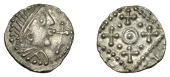 Early Anglo-Saxon Period, Sceatta, Secondary series G [Quentovic], type 3a, bust right with double-lined diadem...