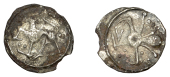 Early Anglo-Saxon Period, Early Anglo-Saxon Period, Sceatta, Secondary Series QIV, type 44, lion walking left with...