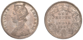 The Uniform Coinage of India, British Imperial Period, Victoria, silver Rupee, 1887b, type C2/I, Bombay, crowned and...