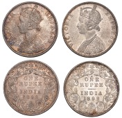 The Uniform Coinage of India, British Imperial Period, Victoria, silver Rupees (2), both 1892b, type C2/I, Bombay,...