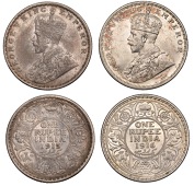 The Uniform Coinage of India, British Imperial Period, George V, silver Rupees (2), 1915, Calcutta, crowned and...
