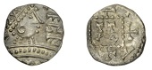 Early Anglo-Saxon Period, Sceatta, Primary series C2, radiate bust right, with triangular nose and shrinking...