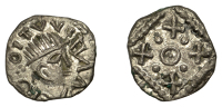 Early Anglo-Saxon Period, Sceatta, Secondary series G Derivative [belonging to the Merovingian National Series]...