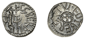 Early Anglo-Saxon Period, Abp Ecgberht with Eadberht, Sceatta, York, ecgbernt, archbishop right in squatting...