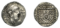 Early Anglo-Saxon Period, Sceatta, Secondary series G [Quentovic], type 3a, bust right with double diadem, and...