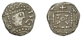 Early Anglo-Saxon Period, Sceatta, Primary series A1, bust right wearing jewelled radiate crown, large square nose,...