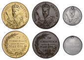 Death, 1910, medals (3), in bronze, white metal gilt and white metal, all unsigned [by Spink], crowned, robed bust...