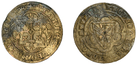 England, Wardrobe Counters, c. 1344-1400, Edward III, arms of Evreux within tressure, alphabet border, rev. four lis...