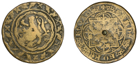 England, Wardrobe Counters, c. 1344-1400, Edward III, lion rampant within tressure, rev. ornate cross fleurée...